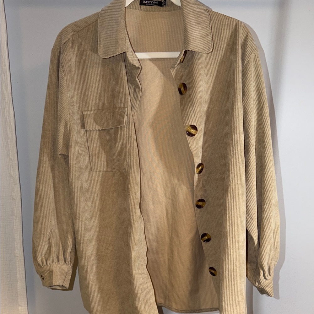 Nasty Gal Cream Corduroy Shirt